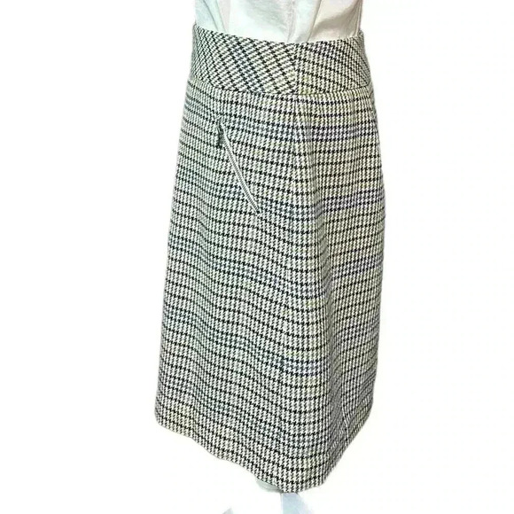 Talbots Wool Blend Herringbone Pencil Skirt Chartuse Green, Blue,Black Size 8 - Picture 2 of 6